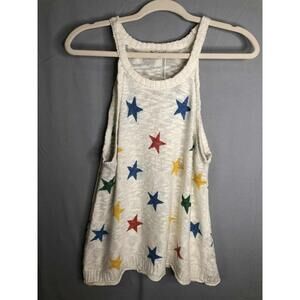 Plum & Thread Womens see-thru Sleeveless Stars Sweater sz M whimsical aesthetic